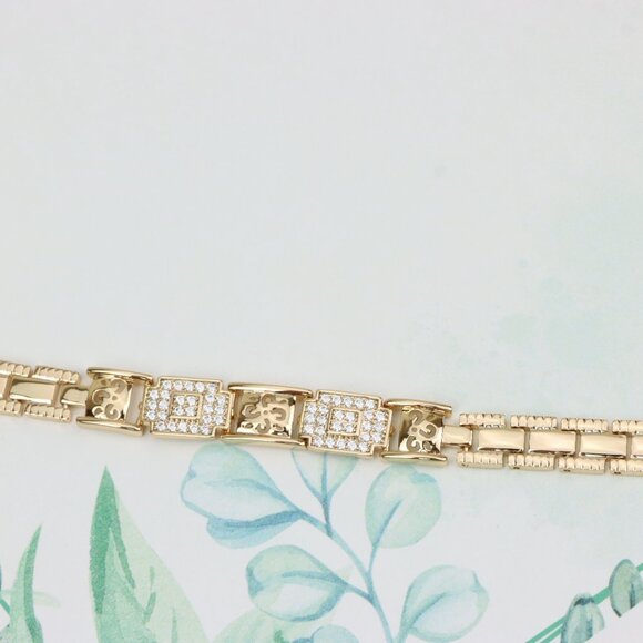 "Rose Gold Plated Designer Bracelet with Intricate Square Accents, XPBL0947 - Picture 12 of 12